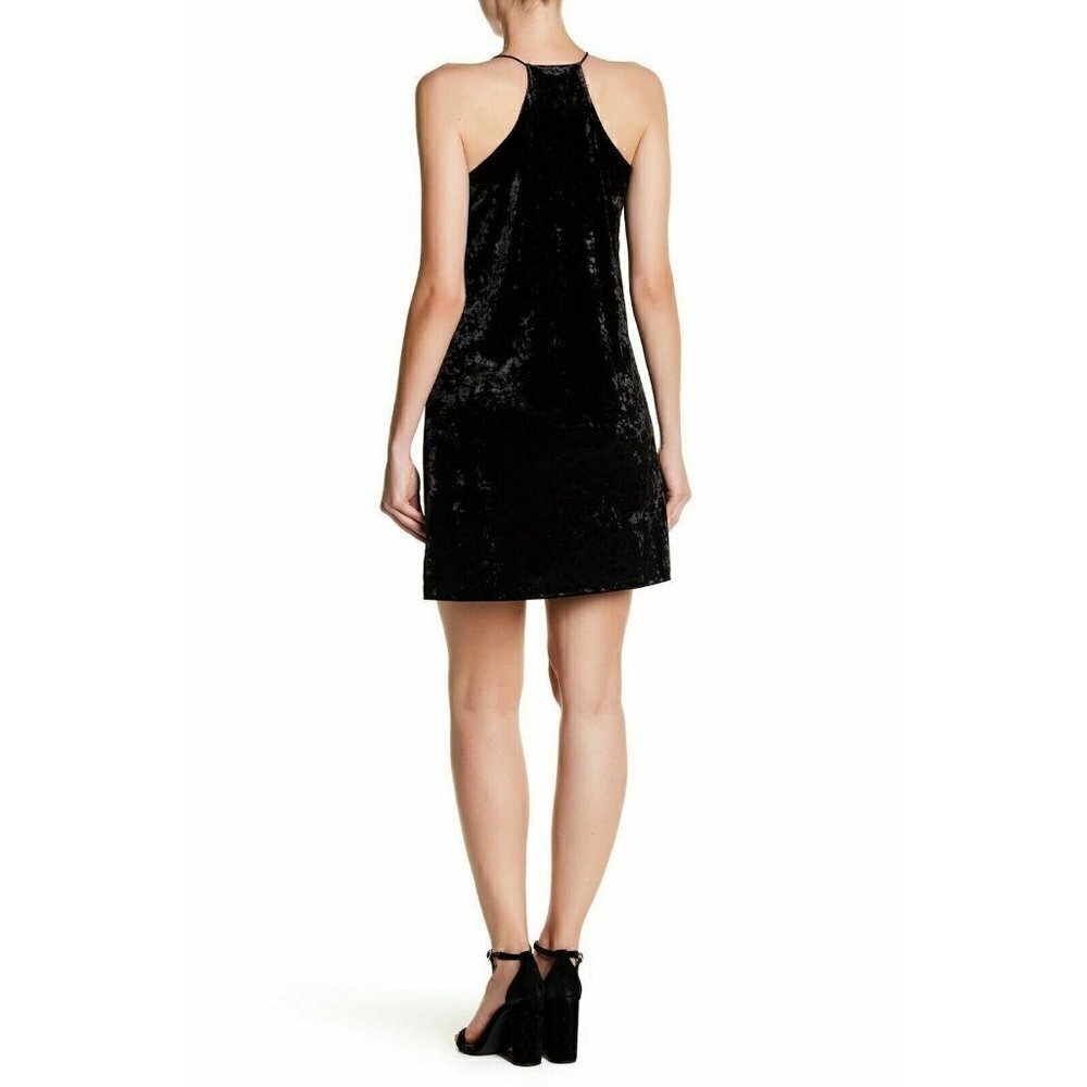Love...Ady Womens Black Crushed Velvet Slip Mini Dress Size S - Picture 7 of 11